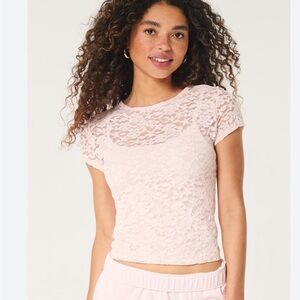 Hollister Blush Lace Blouse